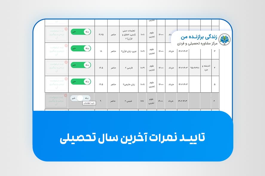 تایید نمرات آخرین سال تحصیلی